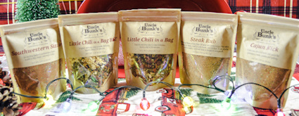 Uncle Bunk's Spice Blends and Chili in a Bottle
